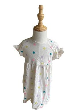 Old Navy White Dress with Multicolor Heart Print
